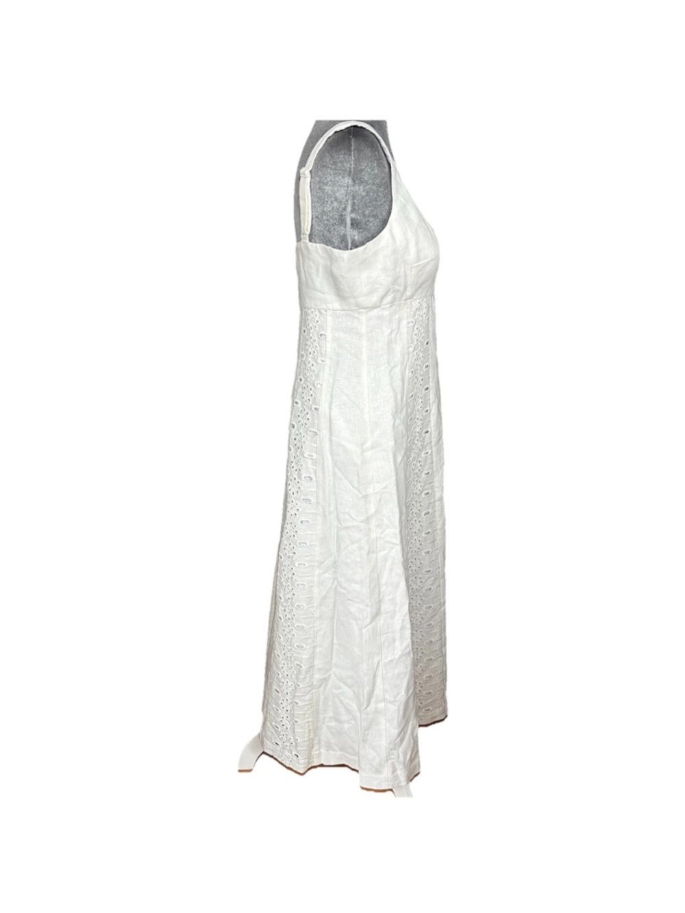 REISS Clarise Embroidered Eyelet Linen Midi Dress Size 6 Ivory White Graduation - Picture 7 of 16